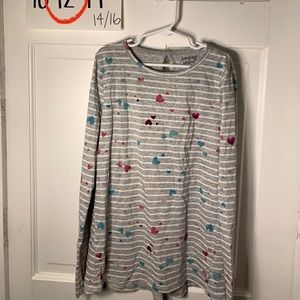 Girl’s Jumping Bean Grey and White Striped Hearts